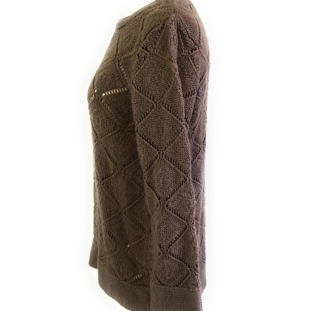 MISSGUIDED Brown 3/4 Sleeve Open Knit Sweater M - Picture 2 of 8